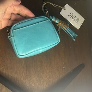 HOBO brand Renny micro mini light aqua leather chain strap NWT